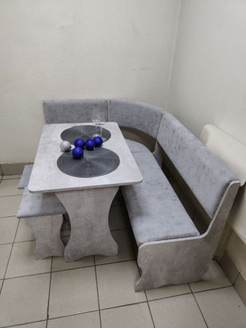 Кухонный уголок Миссия V велюр (цемент) в Ленске - mebel154.com