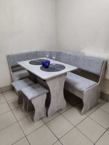 Кухонный уголок Миссия V велюр (цемент) в Ленске - mebel154.com